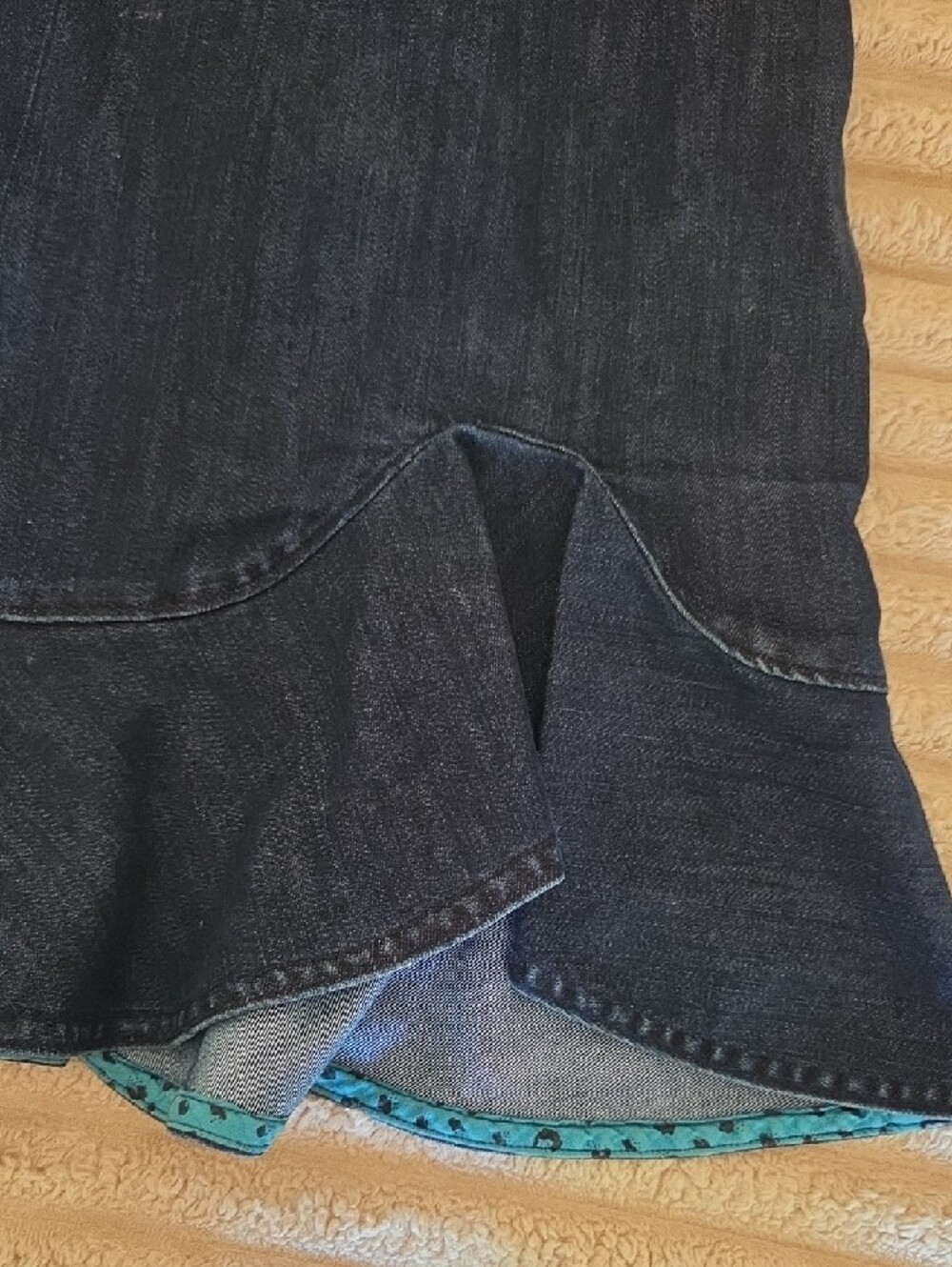 Dark Blue Denim Ruffle Hem Skirt - Women - Picture 2 of 8